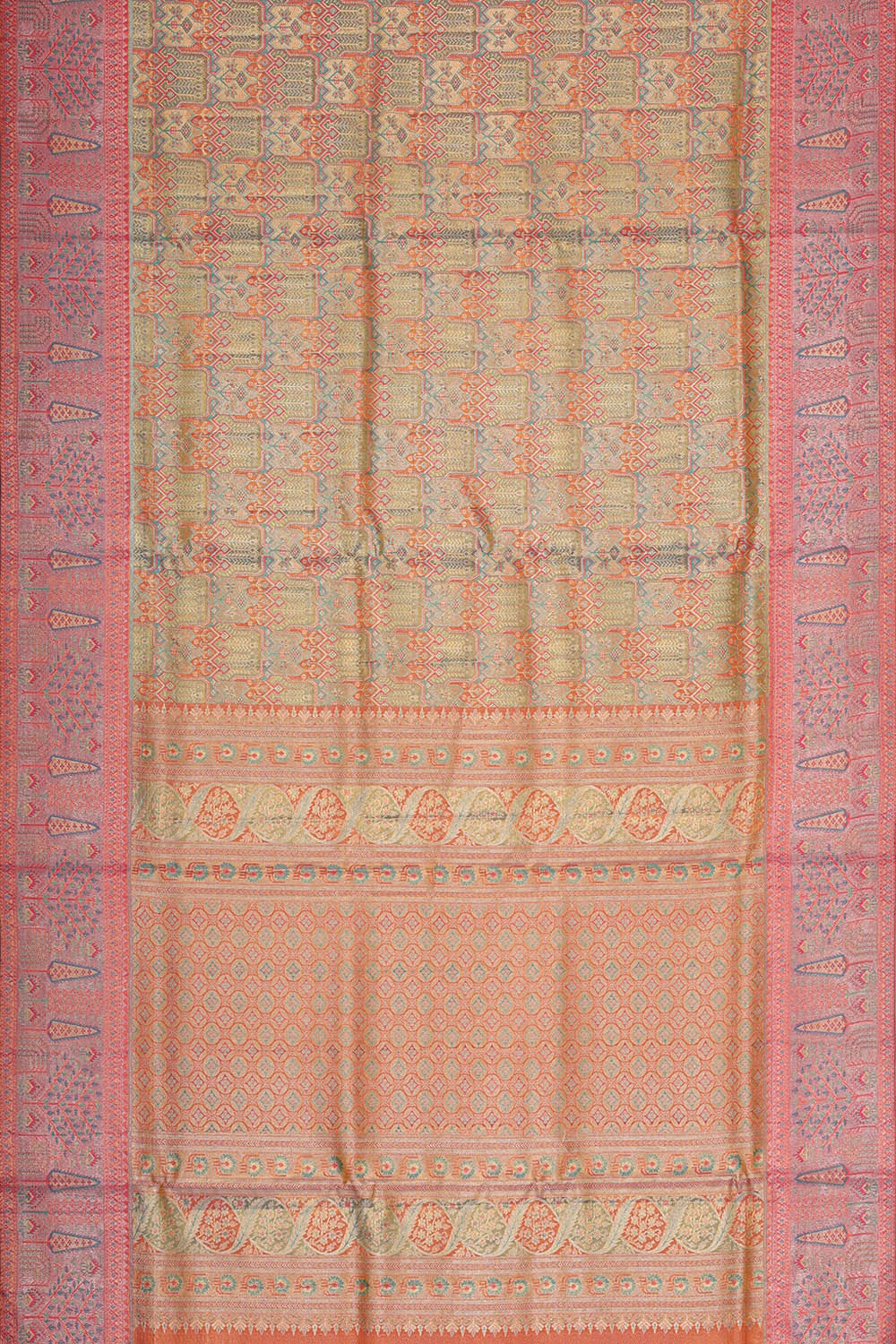 Image of Kanchipattu Blue Tissue Brocade Saree